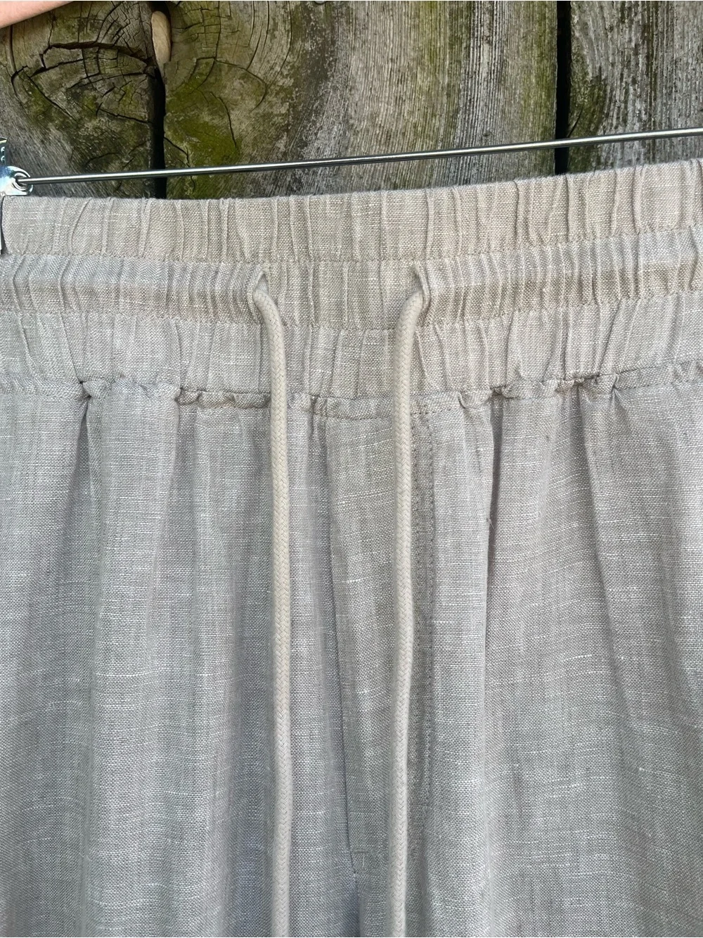 Quince 100% European Linen Wide Leg Pants Flax Beige Sustainable Drawstring | L